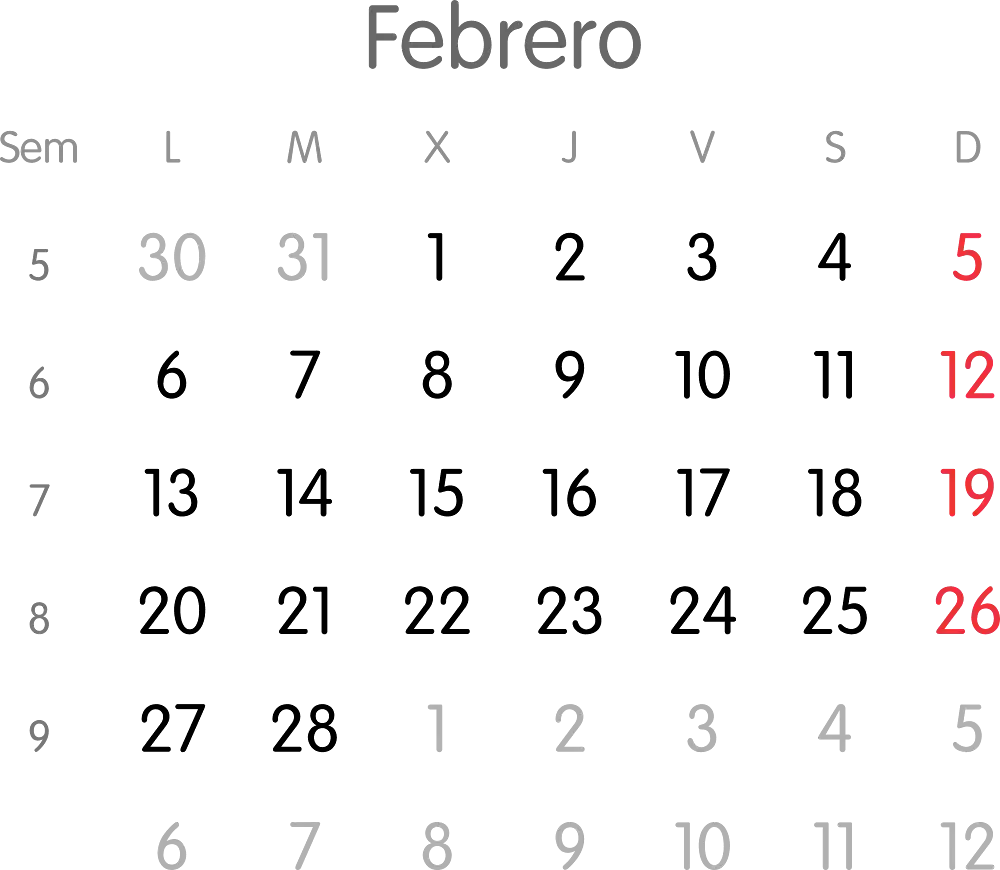 calendario 2023 febrero